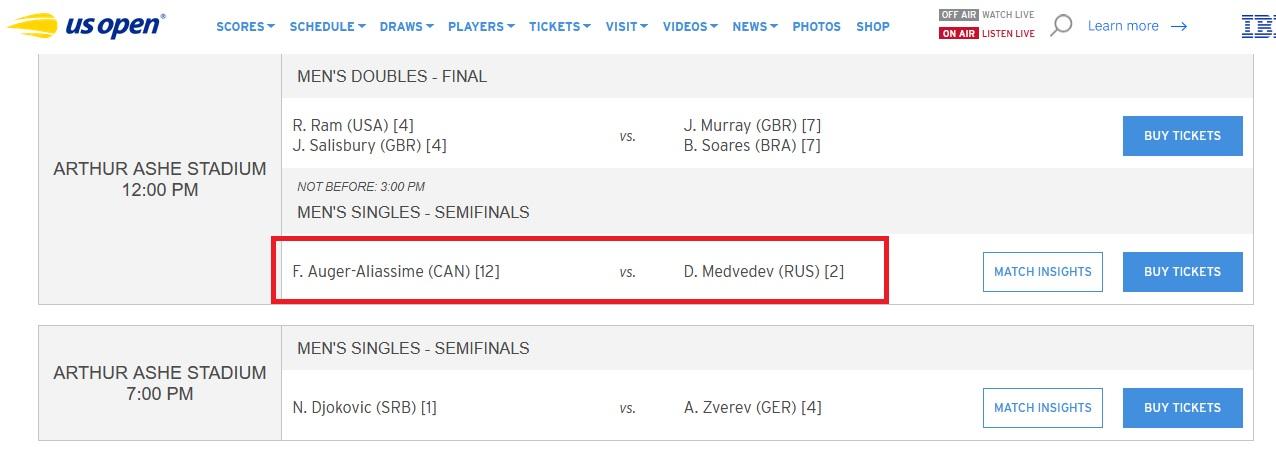 Фото Теннис US Open 2021: полуфинал Медведев – Оже-Альяссим во сколько смотреть 10 сентября 2